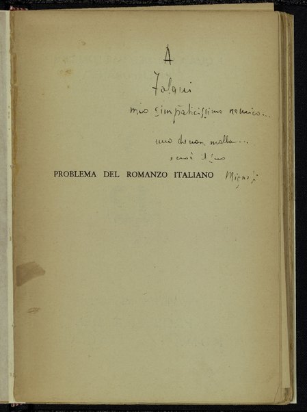 Problema del romanzo italiano / Pietro Mignosi