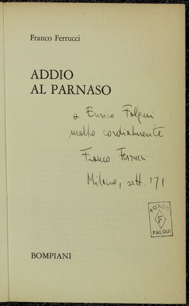 Addio al Parnaso / Franco Ferrucci