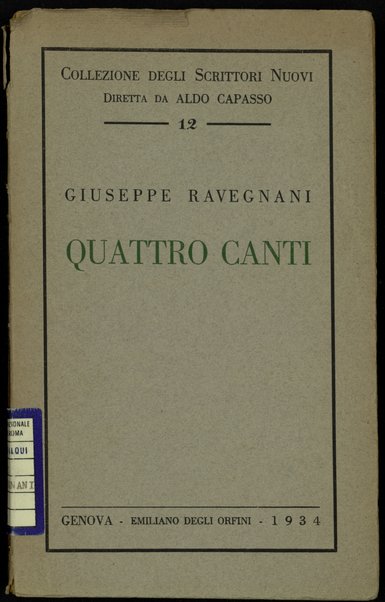 Quattro canti / Giuseppe Ravegnani