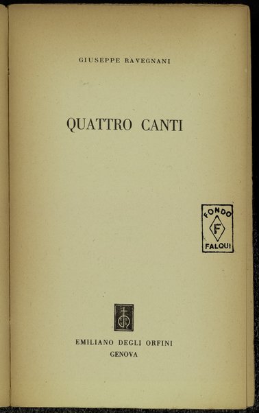 Quattro canti / Giuseppe Ravegnani