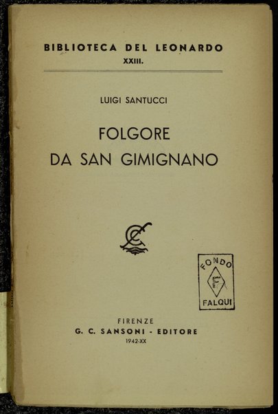 Folgore da San Gimignano / Luigi Santucci