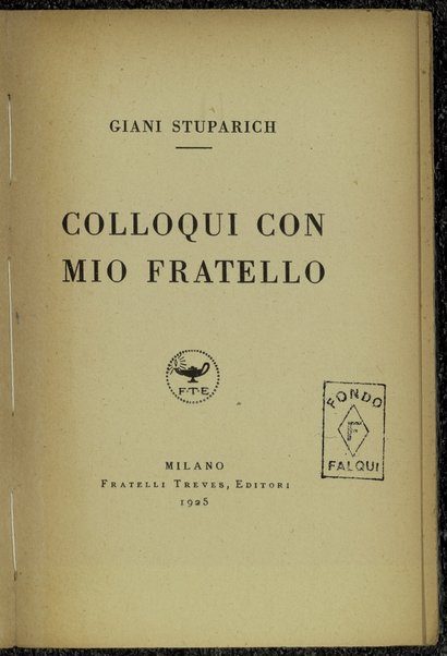 Colloqui con mio fratello / Giani Stuparich