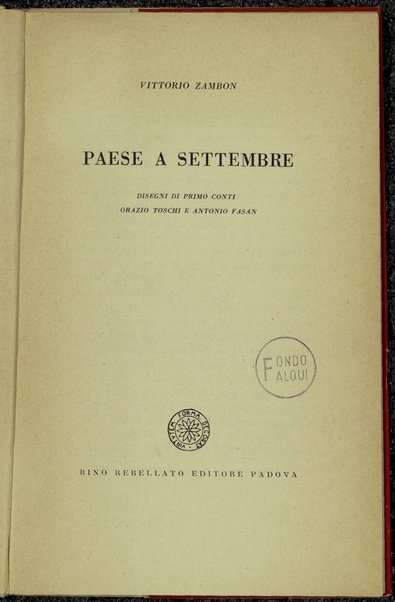 Paese a settembre / Vittorio Zambon ; disegni di Primo Conti, Orazio Toschi, Antonio Fasan