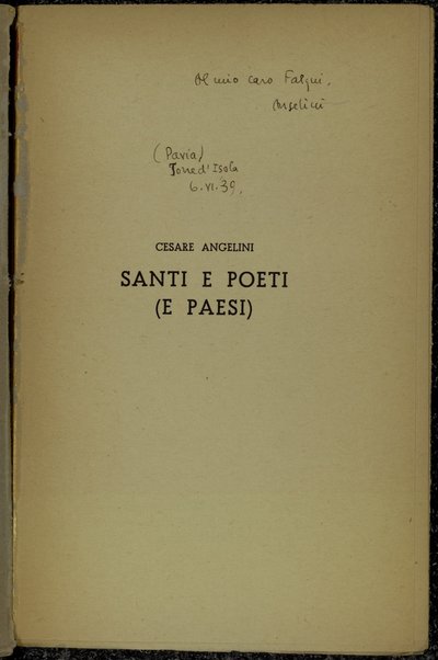 Santi e poeti (e paesi) / Cesare Angelini