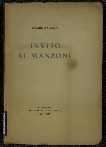 Invito al Manzoni / Cesare Angelini