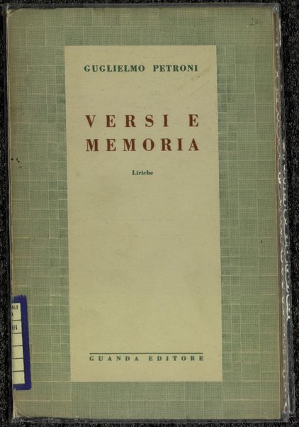 Versi e memoria / Guglielmo Petroni