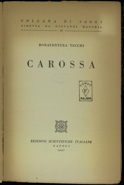 Carossa / Bonaventura Tecchi