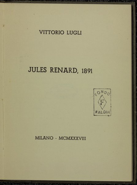 Jules Renard, 1891 / Vittorio Lugli