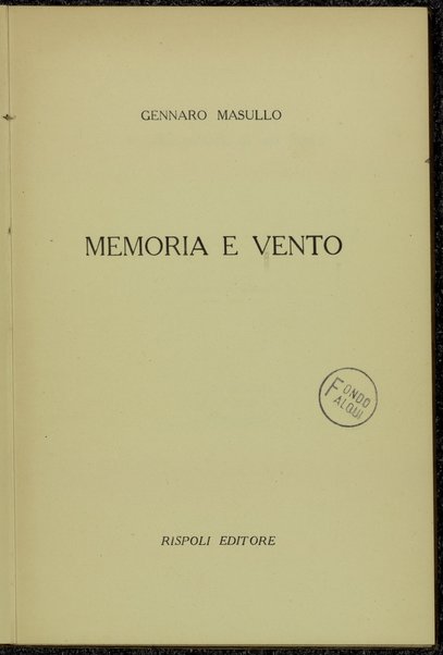 Memoria e vento / Gennaro Masullo