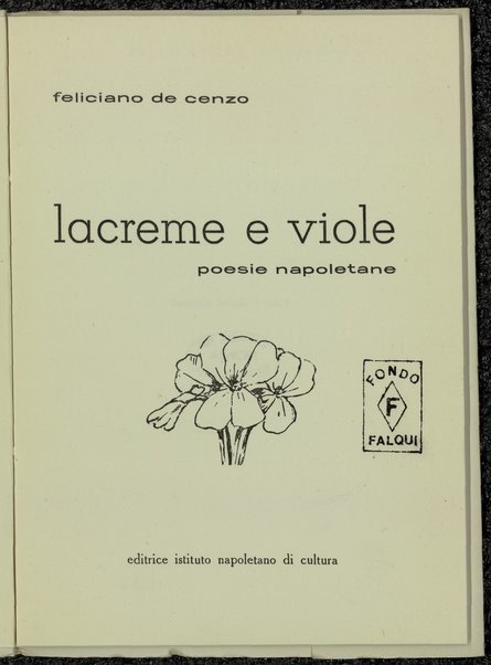 Lacreme e viole : poesie napoletane / Feliciano de Cenzo