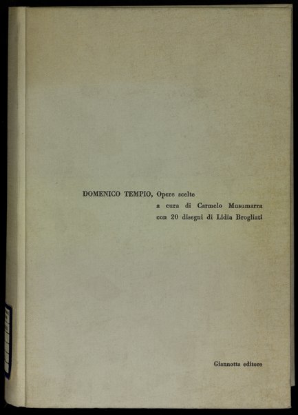 Opere scelte / Domenico Tempio ; a cura di Carmelo Musumarra
