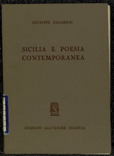 Sicilia e poesia contemporanea / Giuseppe Zagarrio
