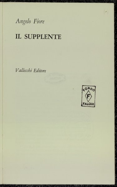 Il supplente / Angelo Fiore