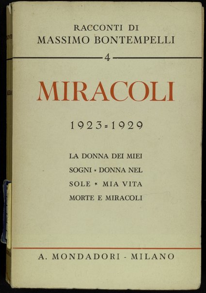 4: Miracoli : 1923-1929 / Massimo Bontempelli