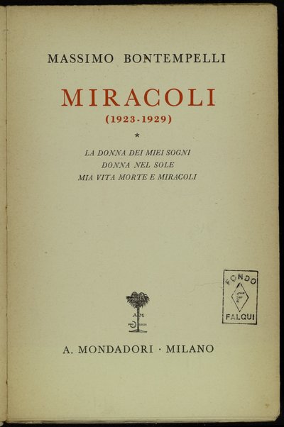 4: Miracoli : 1923-1929 / Massimo Bontempelli