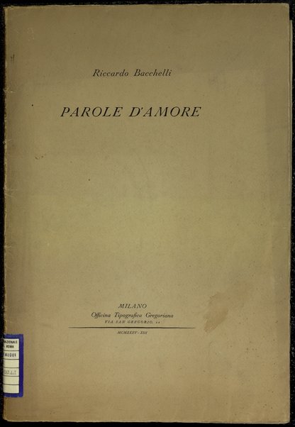 Parole d'amore / Riccardo Bacchelli