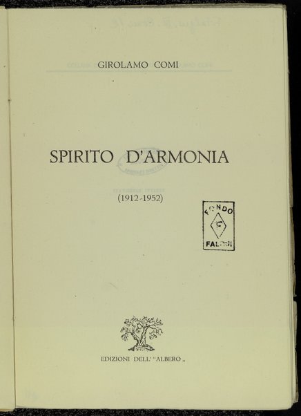 Spirito d'armonia : 1912-1952 / Girolamo Comi