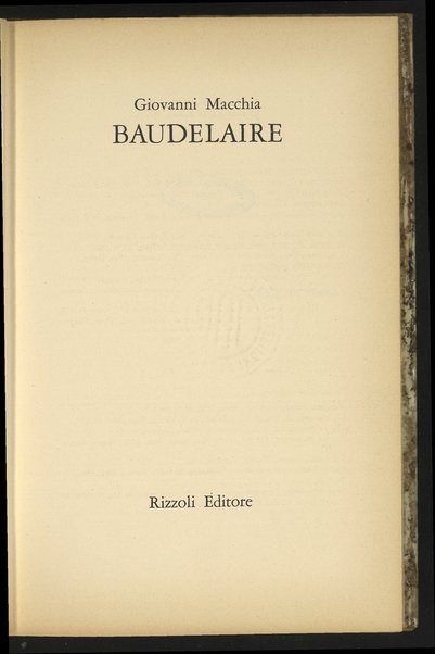 Baudelaire / Giovanni Macchia