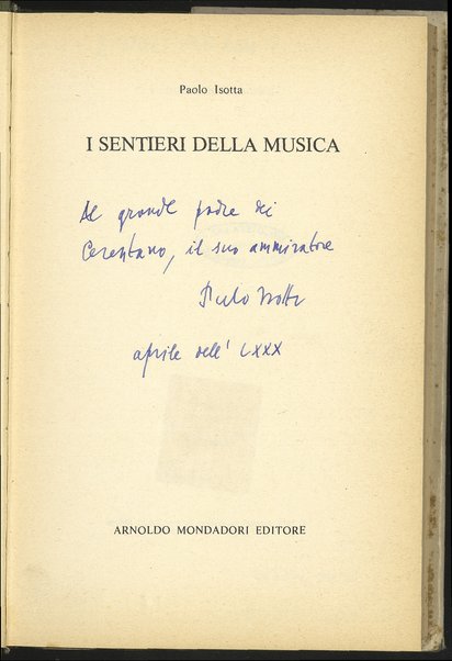 I sentieri della musica / Paolo Isotta