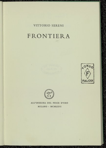 Frontiera / Vittorio Sereni