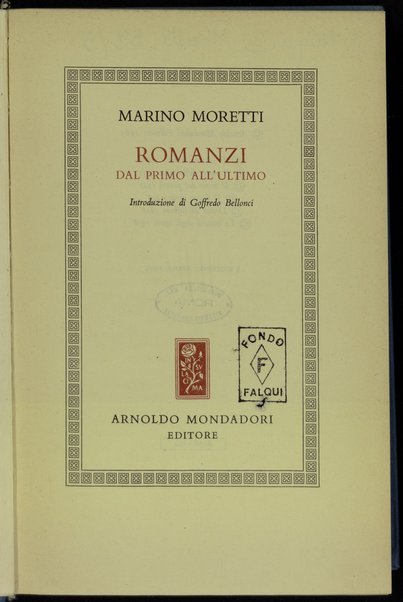 Tutte le poesie ; seguite da Tre idilli in prosa / Marino Moretti ; introduzione di Geno Pampaloni