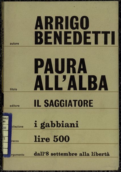 Paura all'alba / Arrigo Benedetti