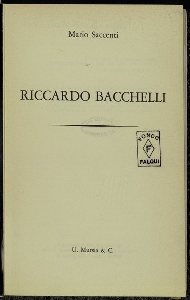 Riccardo Bacchelli / Mario Saccenti