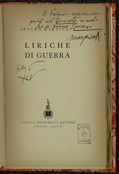 Liriche di guerra / Arturo Marpicati