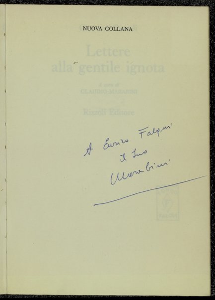 Lettere alla gentile ignota / Giovanni Pascoli ; a cura [e con una introduzione] di Claudio Marabini