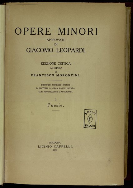 1: Poesie / Giacomo Leopardi