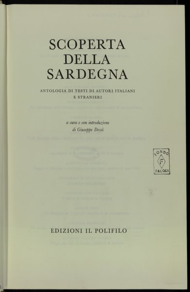 Scoperta della Sardegna : antologia di testi di autori italiani e stranieri / a cura e con introduzione di Giuseppe Dessi