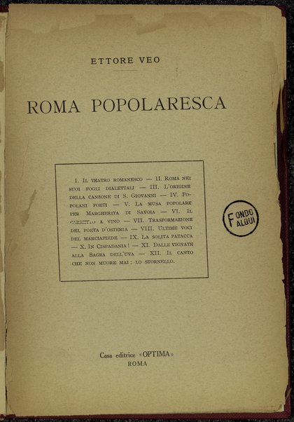 Roma popolaresca / Ettore Veo