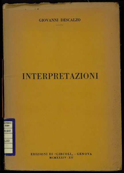 Interpretazioni / Giovanni Descalzo