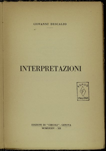 Interpretazioni / Giovanni Descalzo