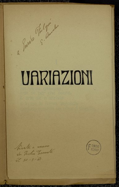 Variazioni / Giovanni Descalzo ; [inciso da Eugenio Mario Raffo]