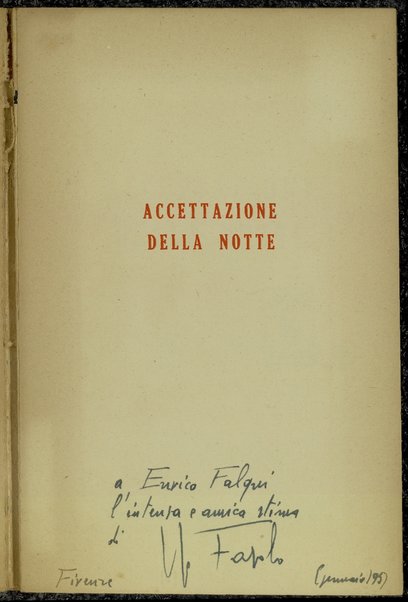 Accettazione della notte / Ugo Fasolo