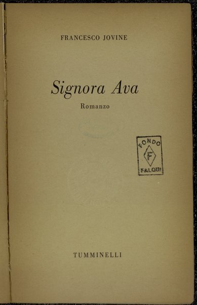 Signora Ava : romanzo / Francesco Jovine