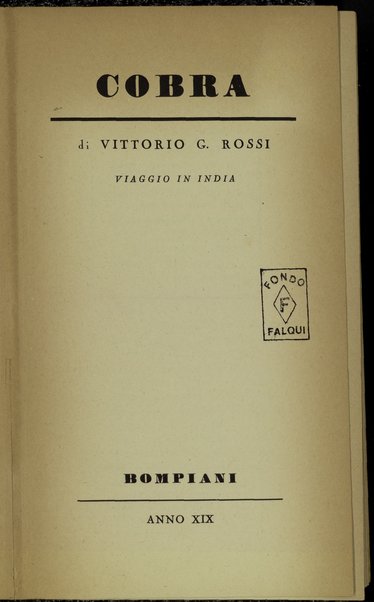 Cobra : viaggio in India / di Vittorio G. Rossi