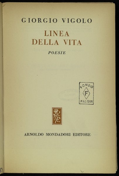 Linea della vita : poesie / Giorgio Vigolo