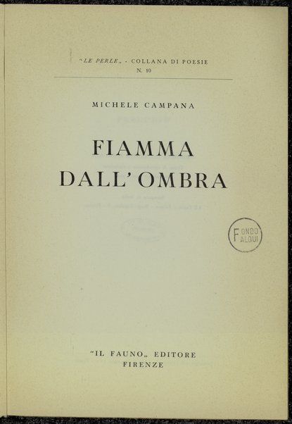 Fiamma dall'ombra / Michele Campana