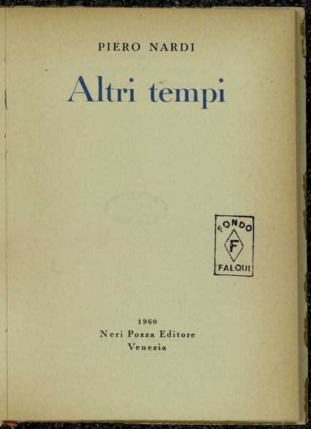 Altri tempi / Piero Nardi