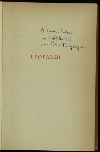 Leopardi / Piero Bigongiari