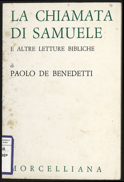 La chiamata di Samuele e altre letture bibliche / Paolo De Benedetti