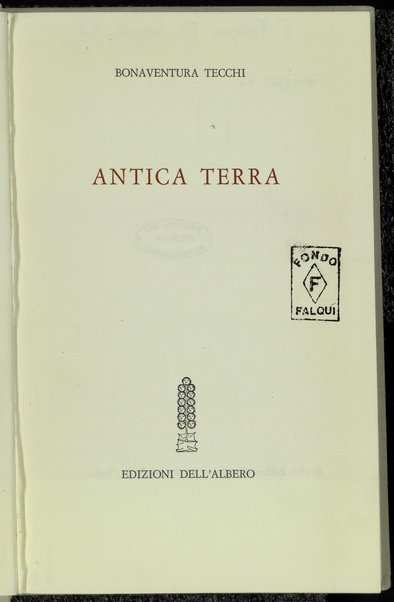 Antica terra / Bonaventura Tecchi