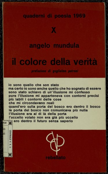 Il colore della veritÃ  / Angelo Mundula ; prefazione di Guglielmo Petroni