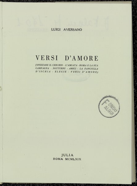 Versi d'amore / Luigi Aversano