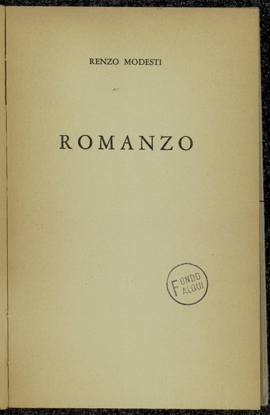 Romanzo / Renzo Modesti