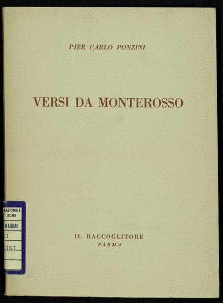 Versi da Monterosso / Pier Carlo Ponzini