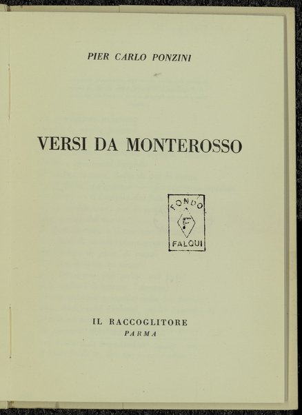 Versi da Monterosso / Pier Carlo Ponzini