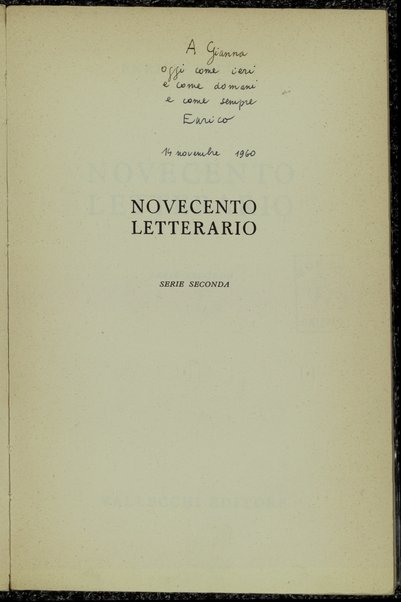 Novecento letterario : serie seconda / Enrico Falqui